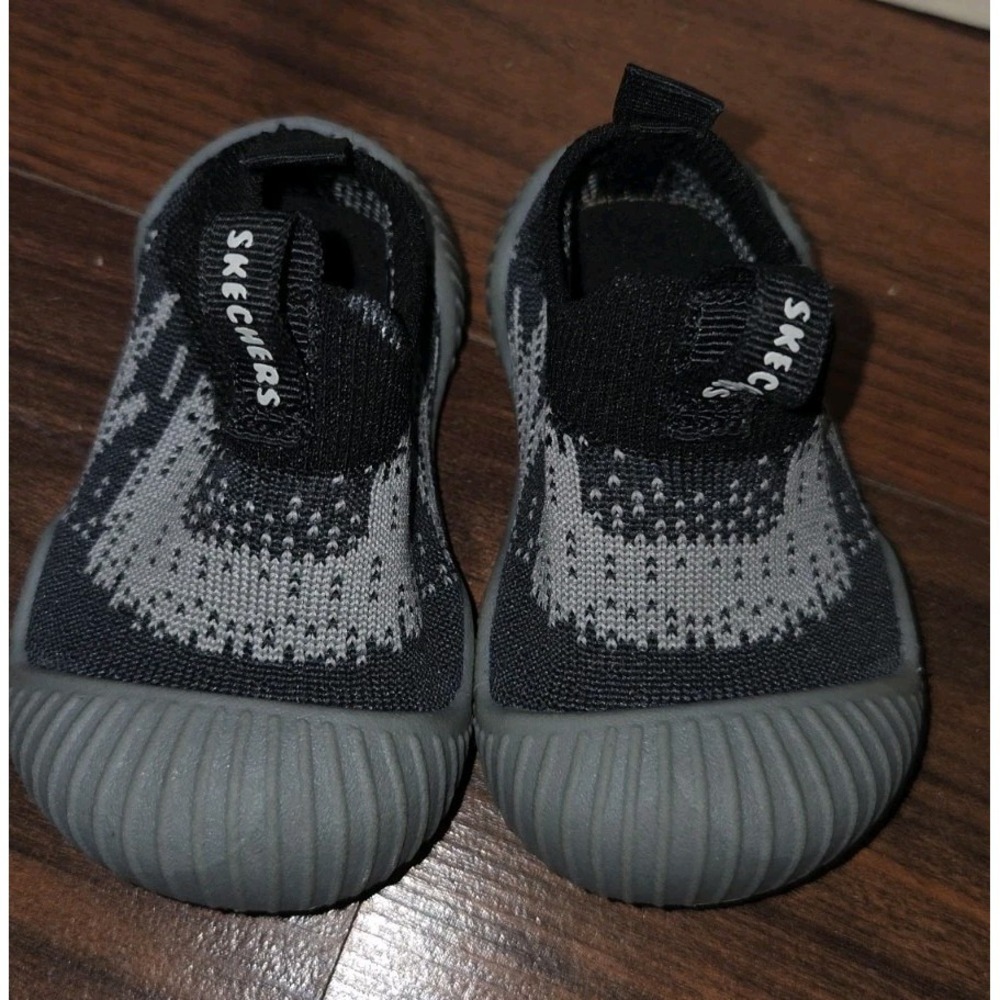 Skechers My First Skechers Baby Child Slip On Shoes US Size 2 Black Gray